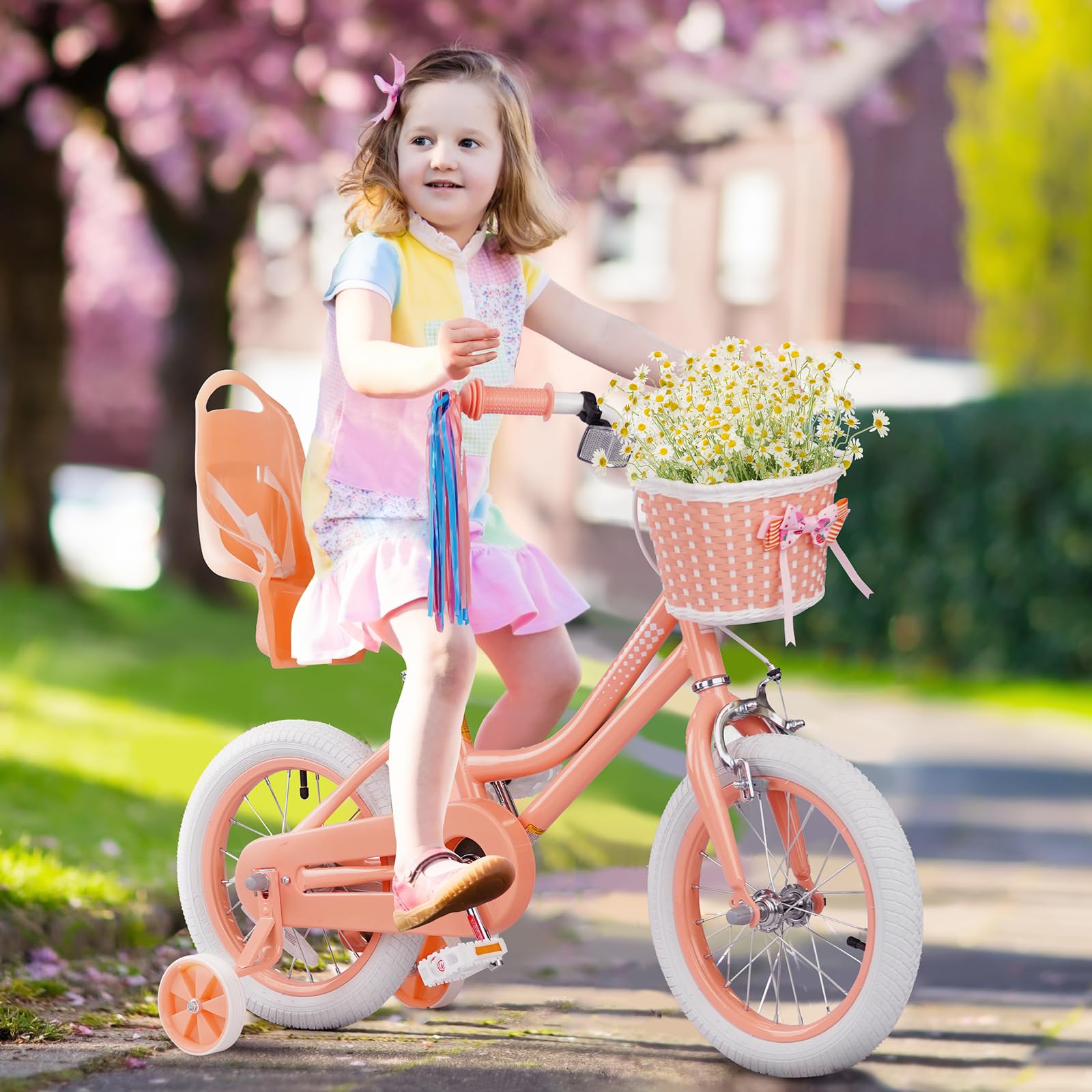 Glaf Toddler Girls Bike For Kids Age 2-12 Years Old 12 14 16 20 Inch Girls Bike With Training Wheels And Doll Seat Kids Bicycle