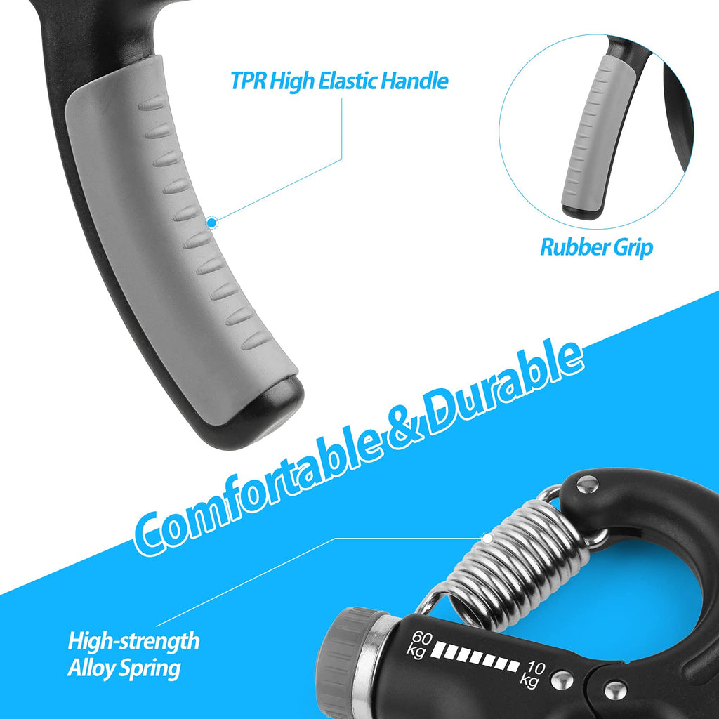 Niyikow 2 Pack Grip Strength Trainer, Hand Grip Strengthener, Adjustable Resistance 22-132Lbs (10-60Kg), Non-Slip Gripper, Perfe