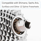 Vanice Bike Freewheel Removal Repair Lockring Tool For Shimano, Sunrace And Other 12 Spline Freewheels