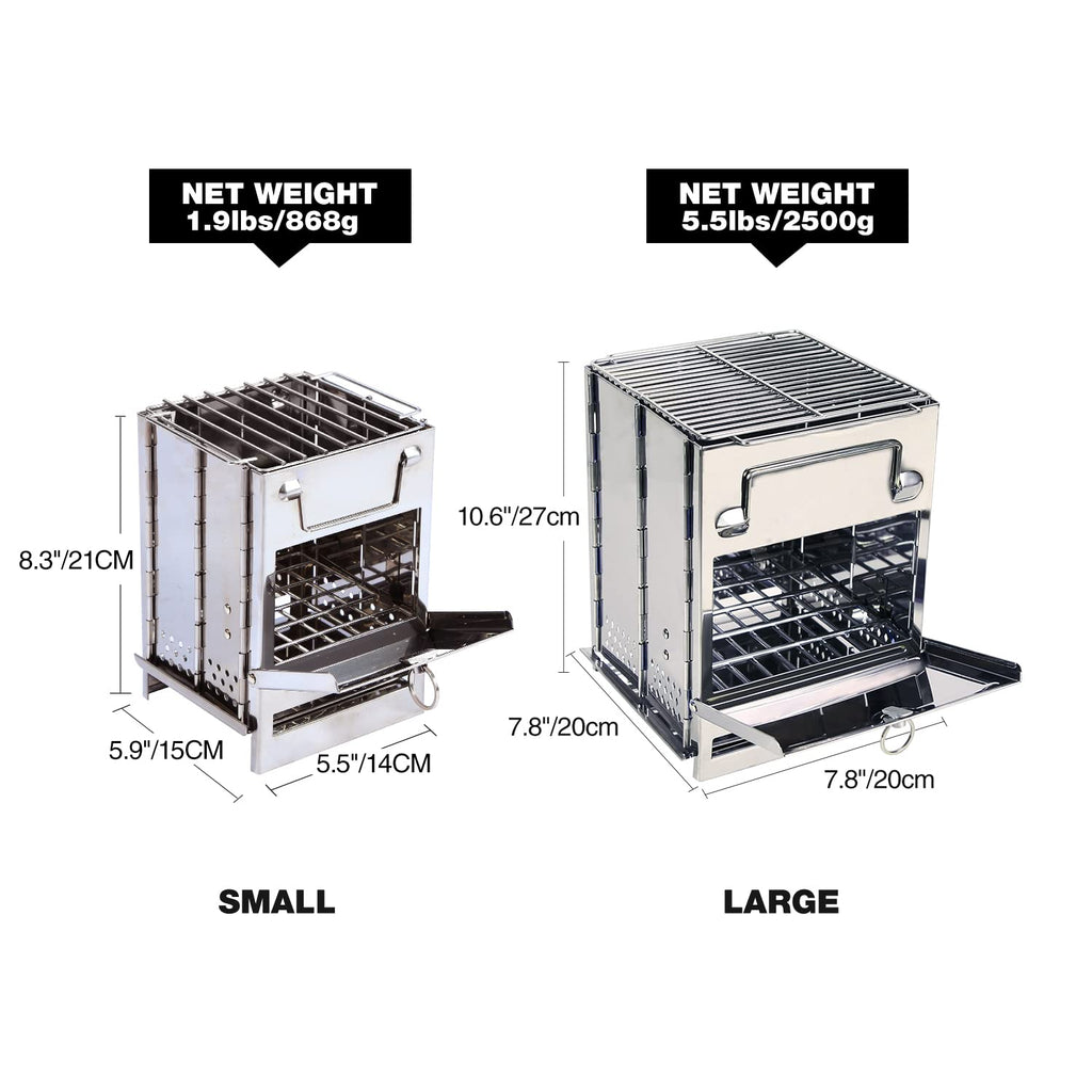 Redcamp Portable Wood Burning Camp Stove, Large Folding Rocket Stove For Hiking Camping Picnic Bbq