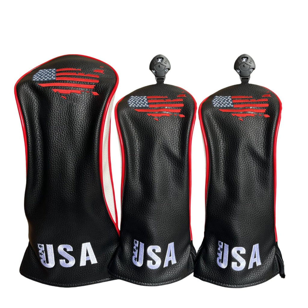 Golf Club Covers - 3 Pack Golf Club Head Covers For Driver And Woods - Usa Flag Driver Headcover 3 Wood Headcover Fairway Wood C