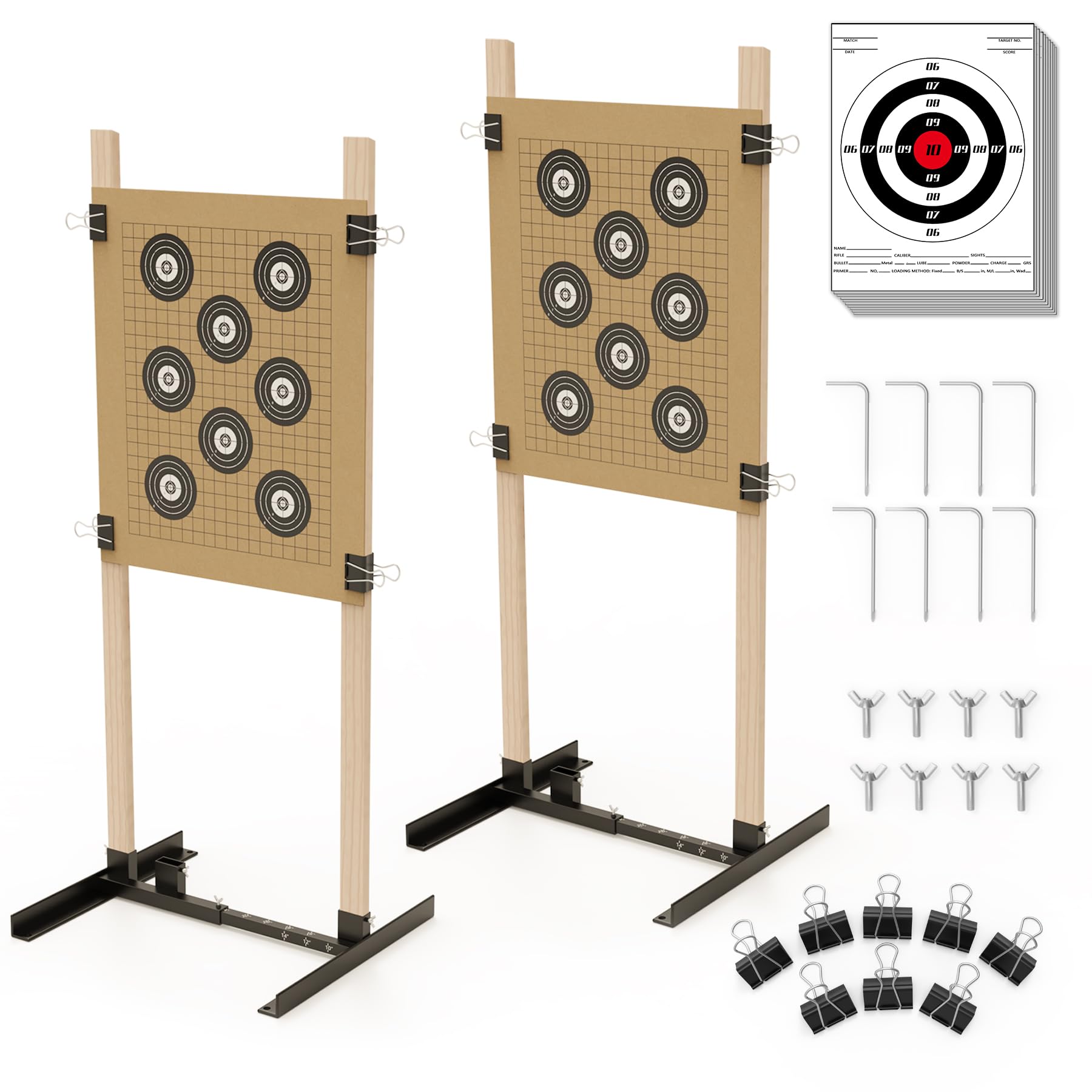KNINE OUTDOORS Shooting Target Stand for Outdoors, Durable Paper Target Holder with Stable Adjustable Base for Paper Shooting Ta