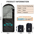 Geertop Flannel Sleeping Bag For Adults Xxl, Large Wide Camping Sleeping Bag 4 Season, 0 Degree Sleeping Bag For Winter Cold Wea