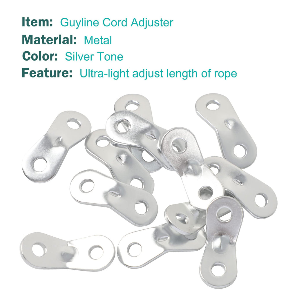 Uxcell 12Pcs Aluminum Alloy Guyline Rope Tensioner, Adjustable Cord Adjuster Tent Tensioners For Camping Accessories, Guy Line A