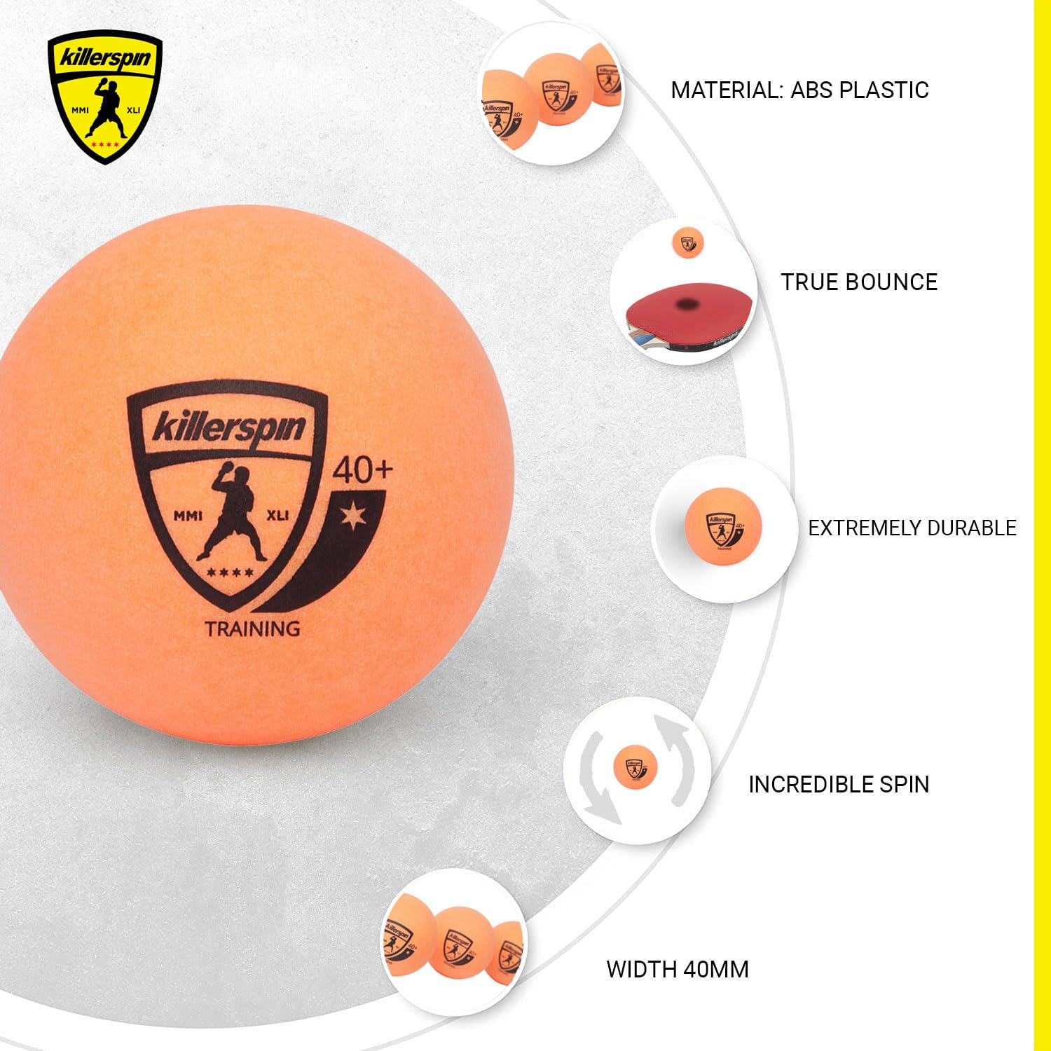 Killerspin Training 1 Star Balls 40+ (Orange) - 25 Pack Table Tennis Balls  High-Performance 40+ Abs Training Balls  Ultimate Du