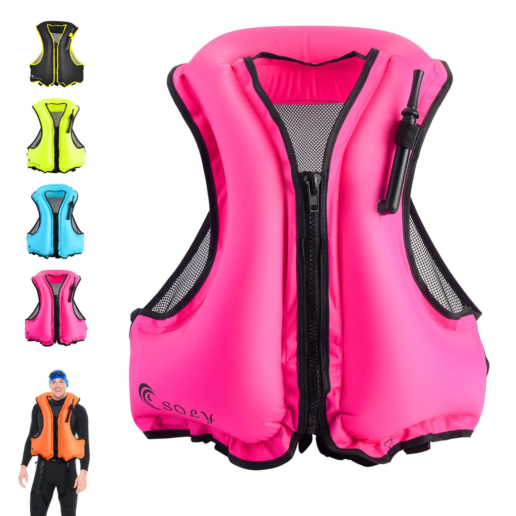 Soly Swim Vests For Adults,Buoyancy Aid Swim Jackets,Portable Inflatable Snorkel Vest, Snorkeling Vest For Kayaking Canoeing,For