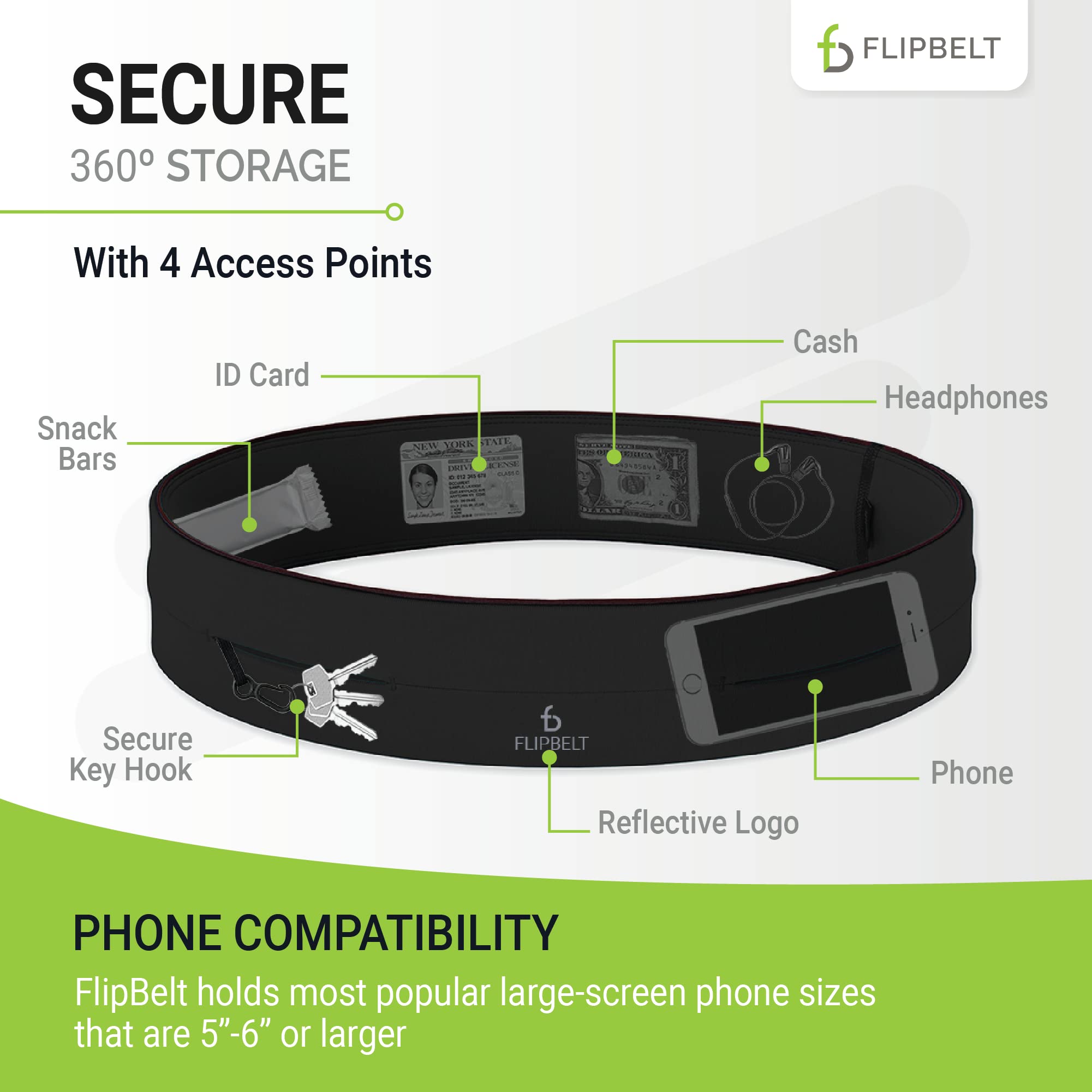 Flipbelt Fb0114-Blk-Xl1, Black, Extra Large