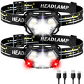 Eirnvop 2000LM Ultra Bright 9 LED Headlamp, 2 Pack USB C Rechargeable Headlights, 10 Modes, Motion Sensor, Waterproof Head Lamp 