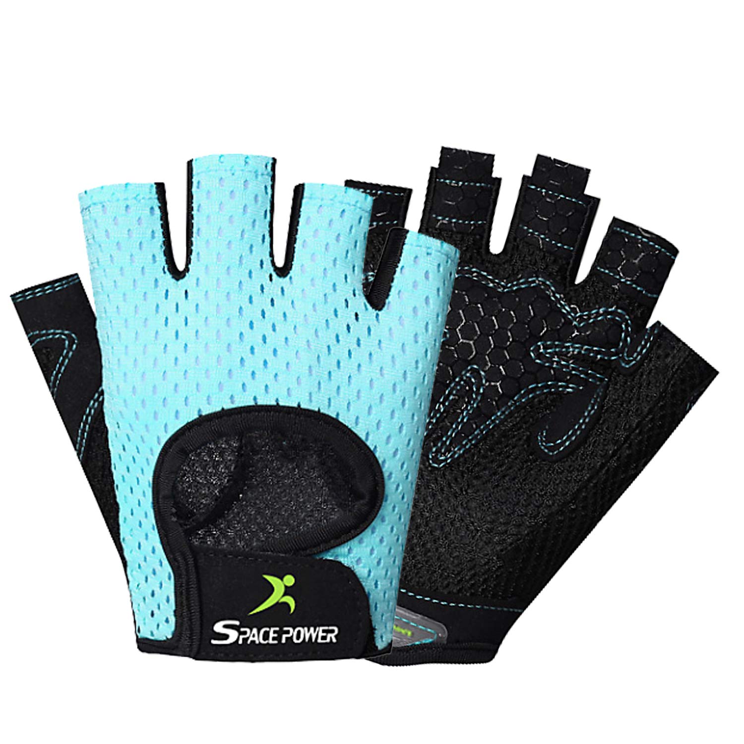 Spacepower Workout Gloves, Weight Lifting Gloves For Women&Men, Lightweight Breathable Gym Gloves For Exercise (Medium, Blue)