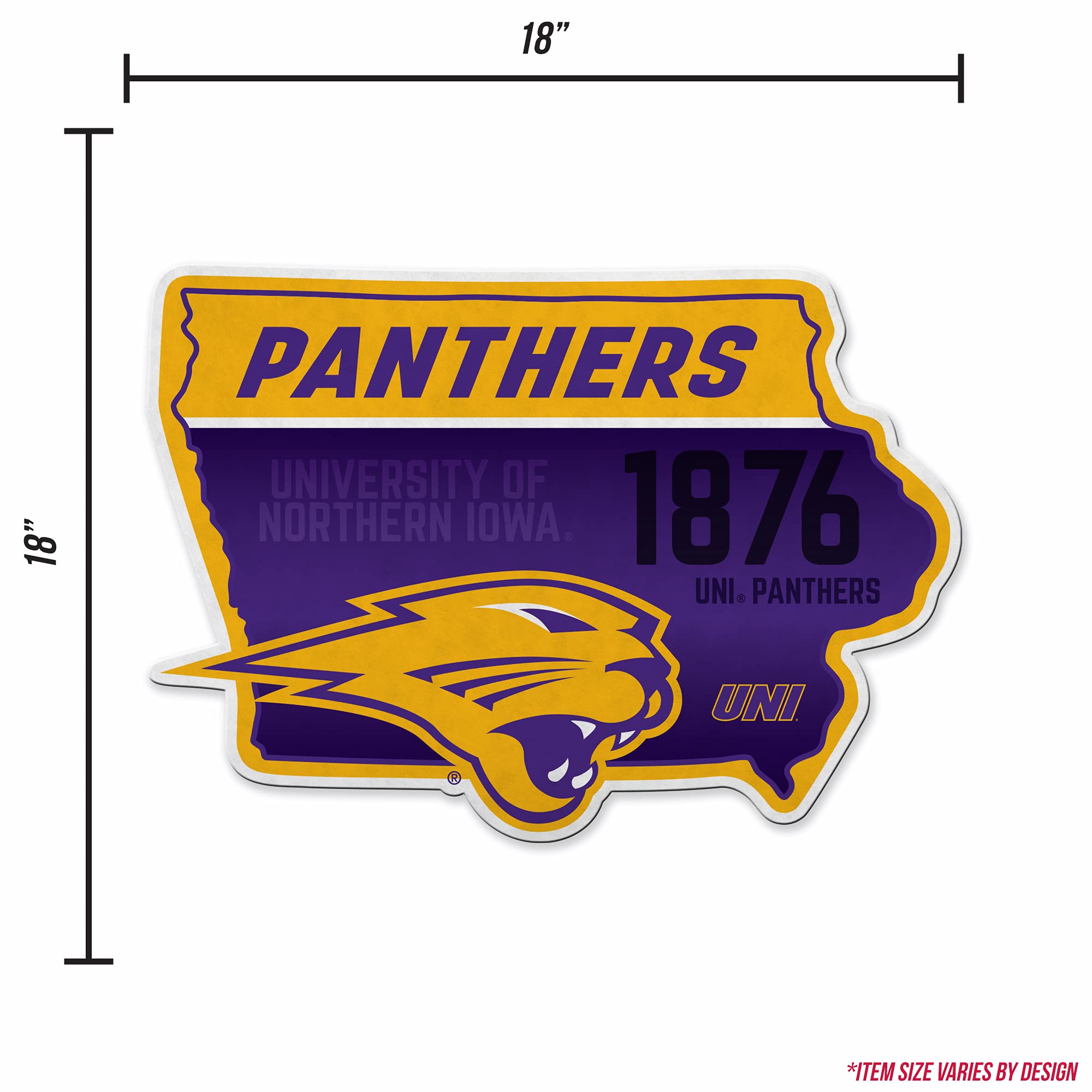 Rico Industries Ncaa Northern Iowa Panthers State Shape Shape Cut Pennant - Home And Living Room D  Cor - Soft Felt Ez To Hang