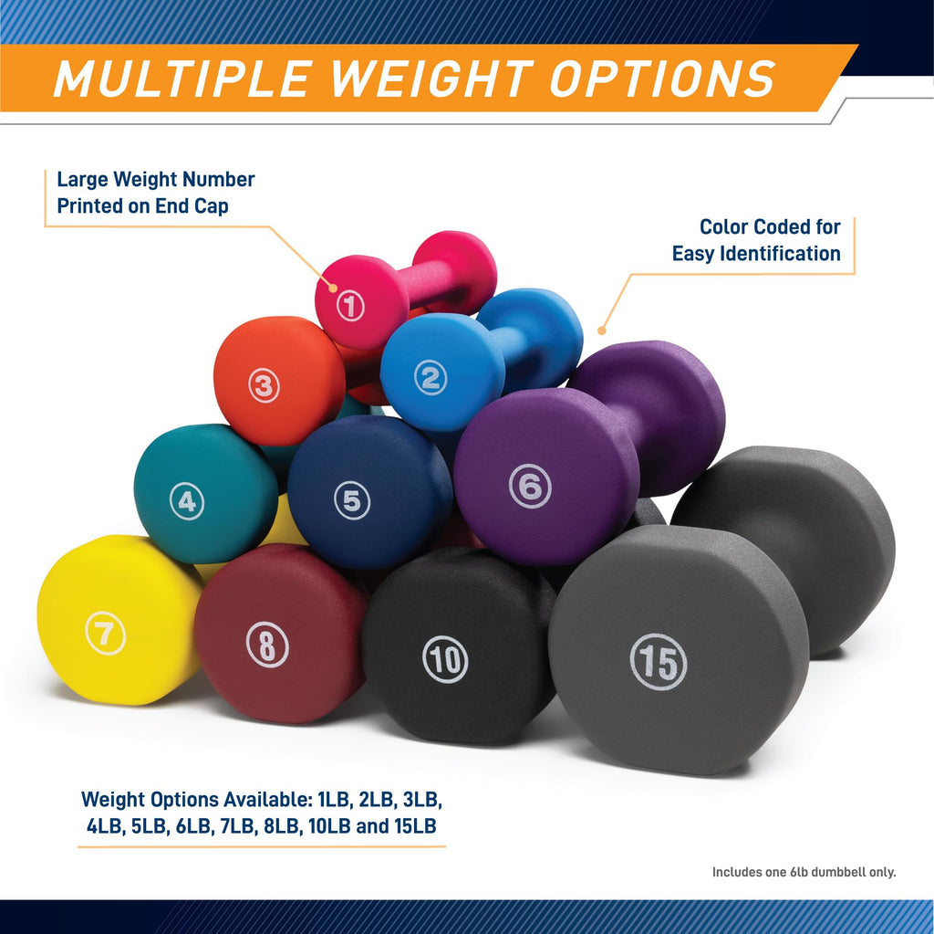 Marcy Neoprene Dumbbell, Single Piece, 6-Lb, Eggplant