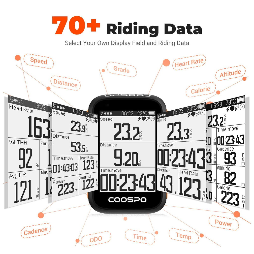 Coospo Bike Computer Wireless Gps,Bike Speedometer Auto Backlight,Bluetooth4.0 Ant Cycling Gps Computer,Bicycle Computer Bc200 W