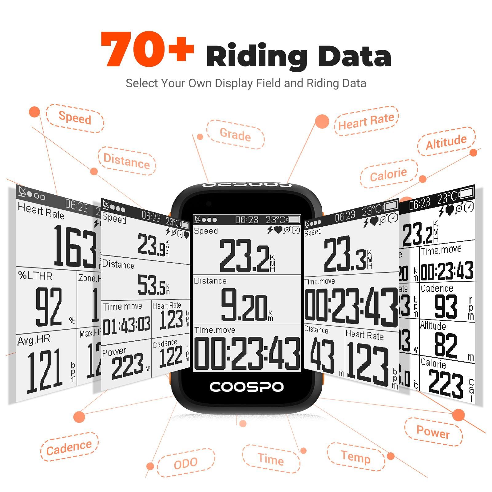 Coospo Bike Computer Wireless Gps,Bike Speedometer Auto Backlight,Bluetooth4.0 Ant Cycling Gps Computer,Bicycle Computer Bc200 W
