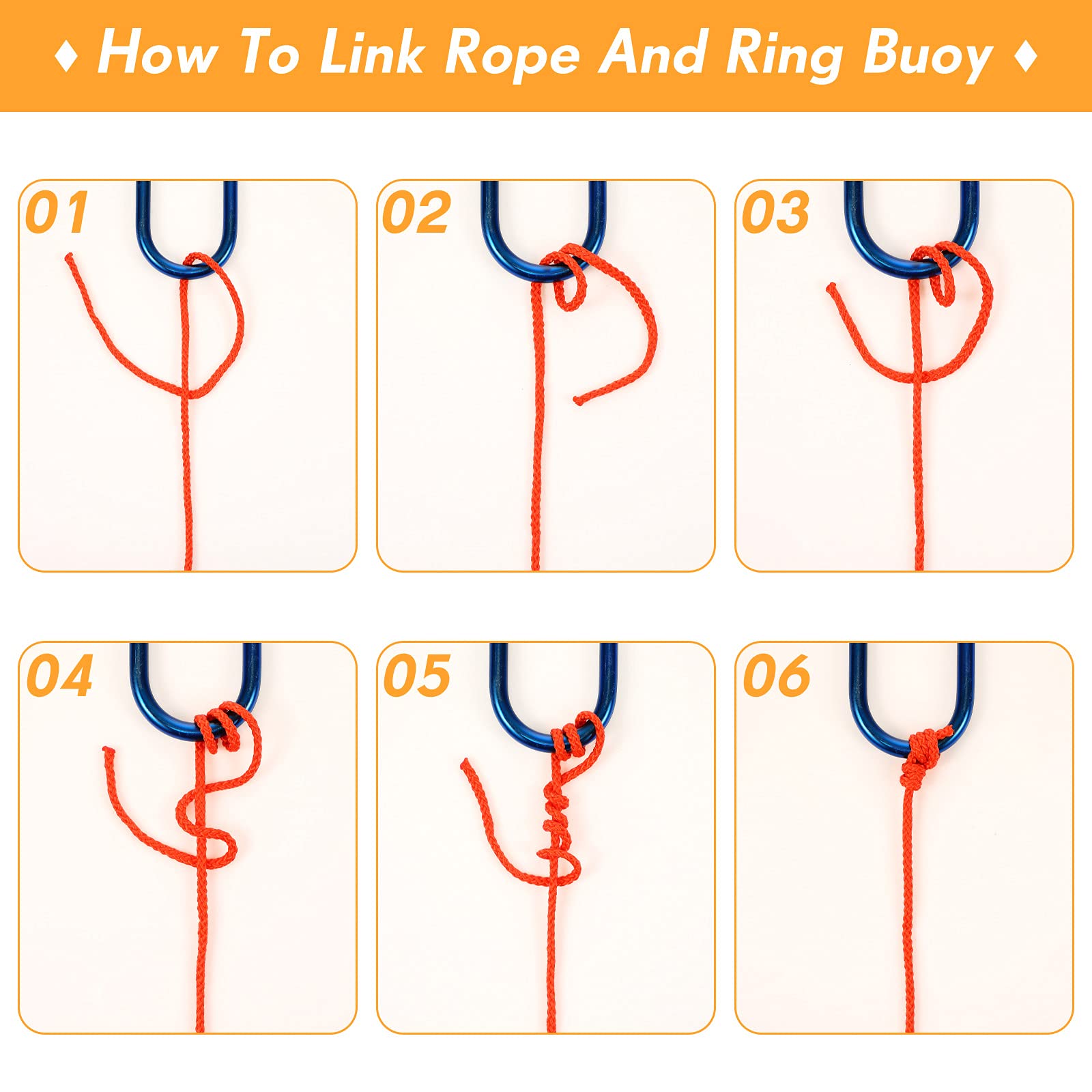 Shappy Hollow Braided Polypropylene Line Rope Heaving Line With Spring Hook For Pool, Life Preserver Ring, Boat Anchor, Multipur