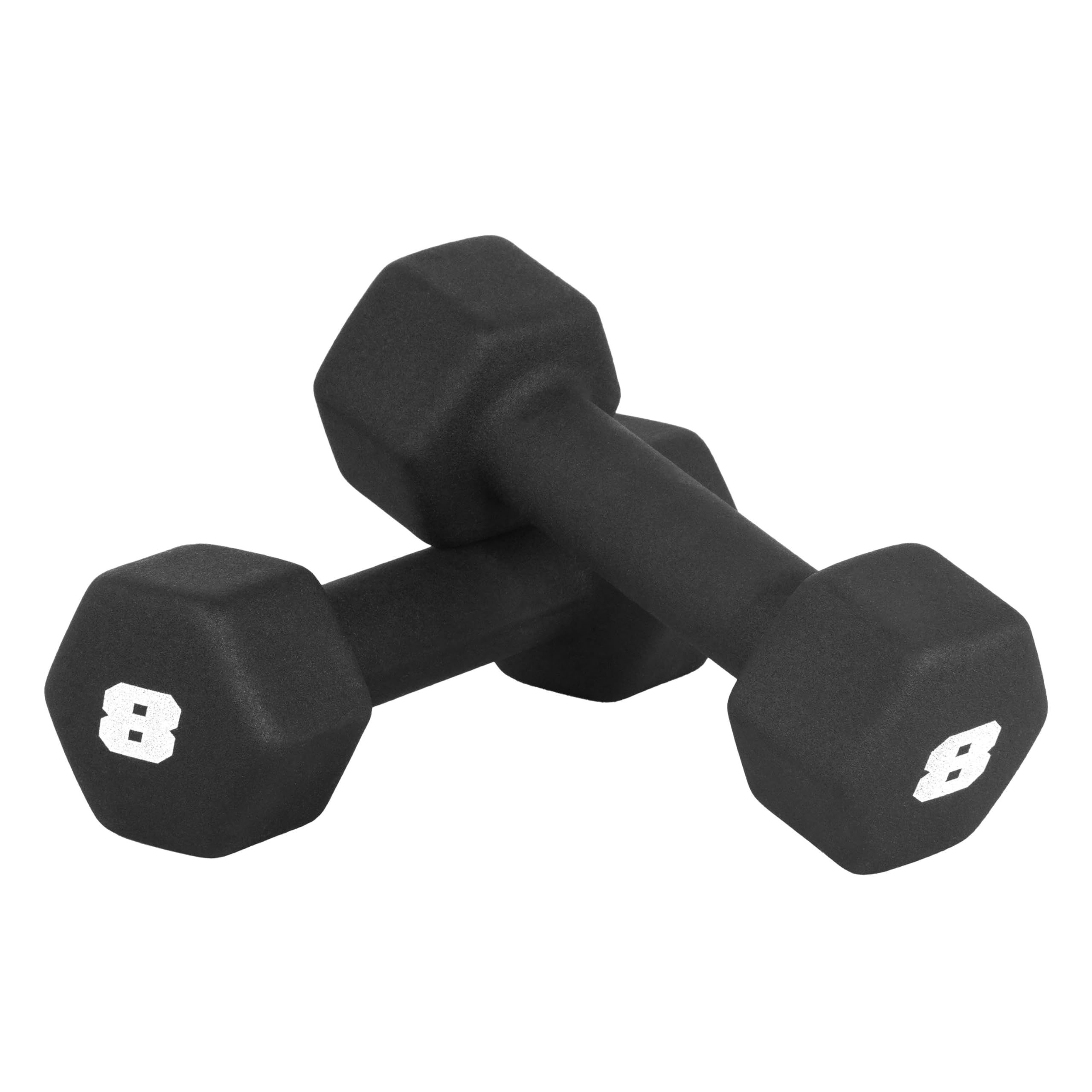Cap Barbell Neoprene Dumbbell Weights, 8 Lb Pair, Black