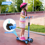 Kids Scooter,LED Lighted Wheels and 3 Adjustable Height Handlebars Scotters for Kids 3-12,3 Wheel Toddler Kick Scotter for Boys