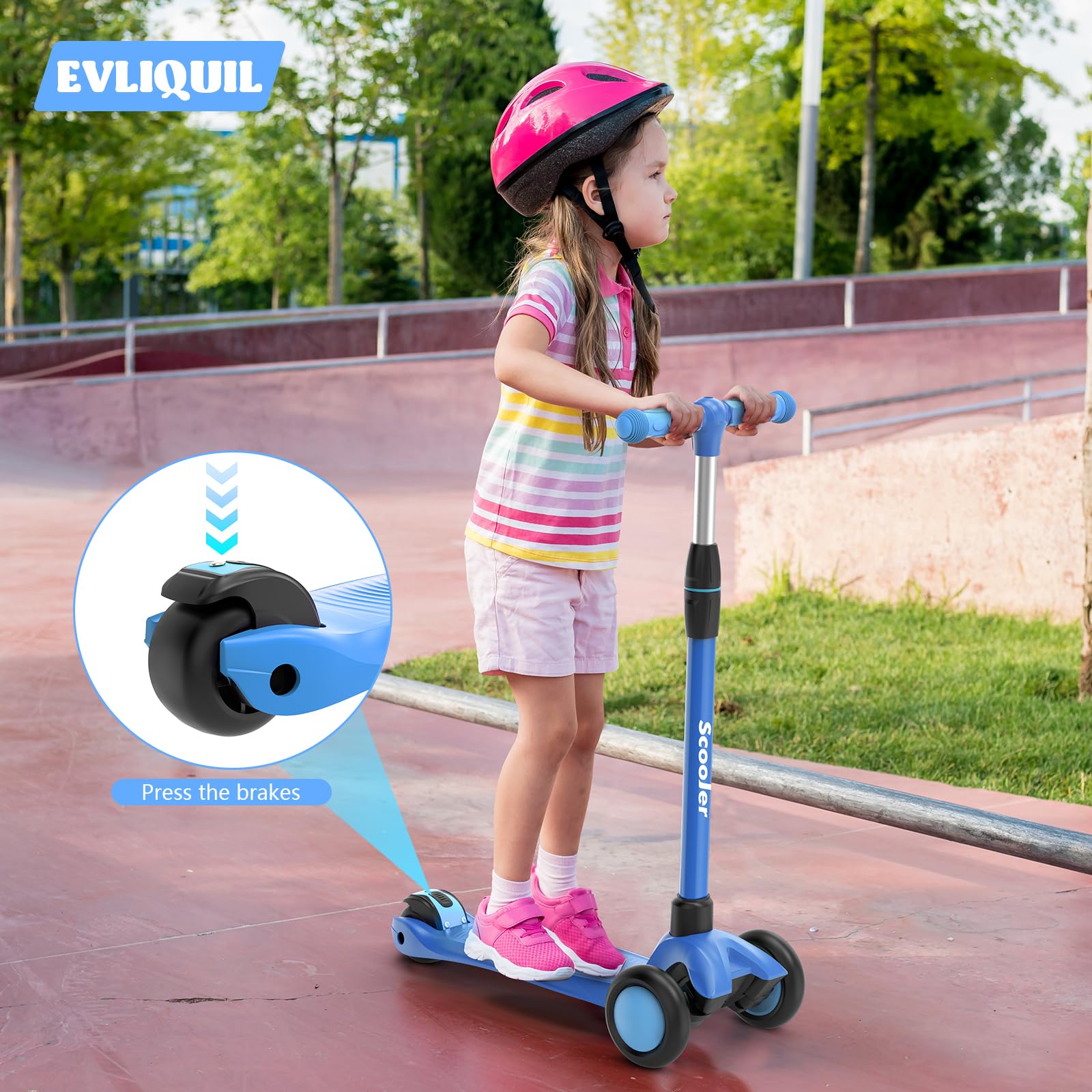 Kids Scooter,LED Lighted Wheels and 3 Adjustable Height Handlebars Scotters for Kids 3-12,3 Wheel Toddler Kick Scotter for Boys