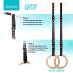 Vulken Adjustable Numbered Straps For Gymnastic Rings Carabiners Quick Hook System Easy To Set Up One Pair Strap Only