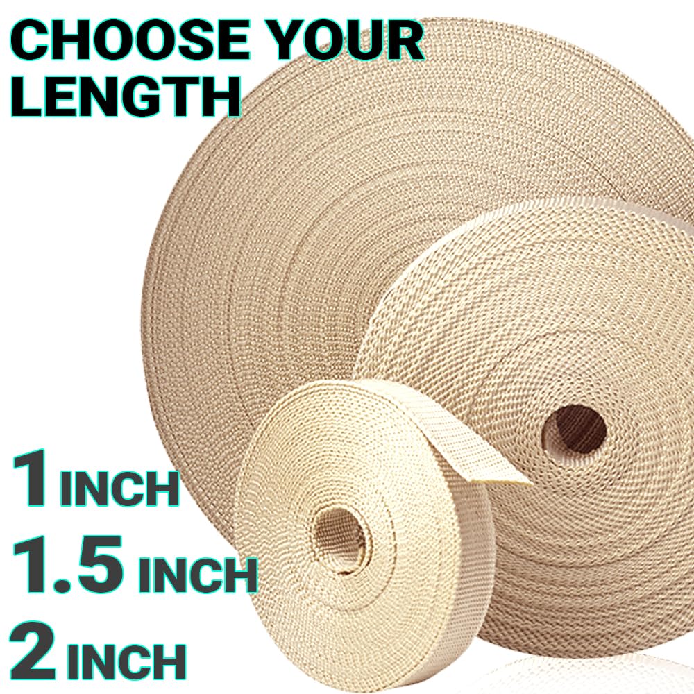 Teceum 1 Inch Webbing - Tan - 10 Yards - 1    Webbing For Climbing Outdoors Indoors Crafting Diy Nw