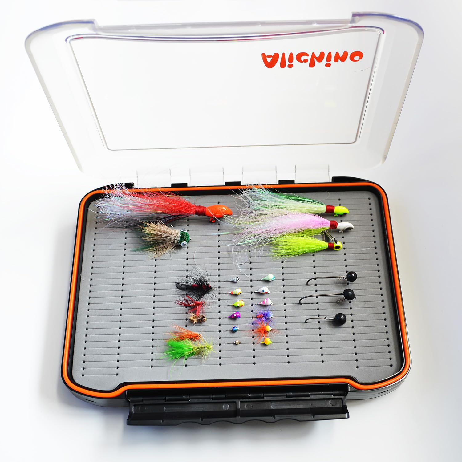 Alichino Fly Box For Fly Files Ice Jig Box Two Sided Waterproof Fly Fishing Box For Nymphs And Streamers (Grey Foam Insert C, Ex