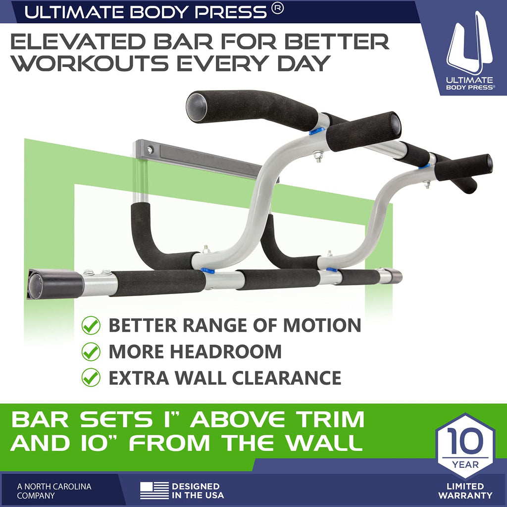 Ultimate Body Press Xl Doorway Pull Up Bar With Elevated Bar & Adjustable Width