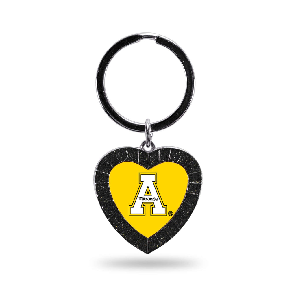 Rico Industries Ncaa Appalachian State Mountaineers Ncaa Rhinestone Heart Colored Keychain, Black, 3-Inches In Length