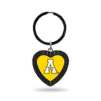 Rico Industries Ncaa Appalachian State Mountaineers Ncaa Rhinestone Heart Colored Keychain, Black, 3-Inches In Length