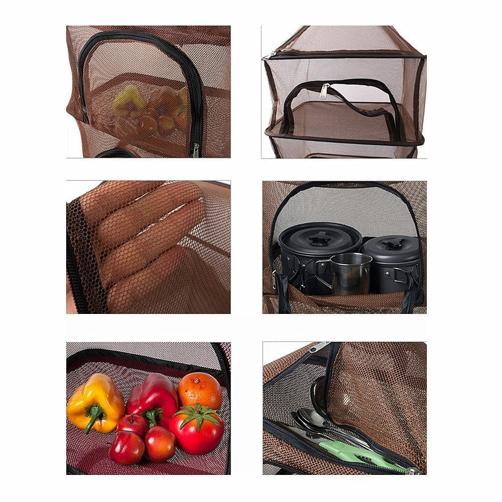 Desy & Feeci Camping Dry Net-4 Layer Outdoor Hanging Foldable Drying Rack, Camping Organizer Mesh Dryer Storage For Home Picnic