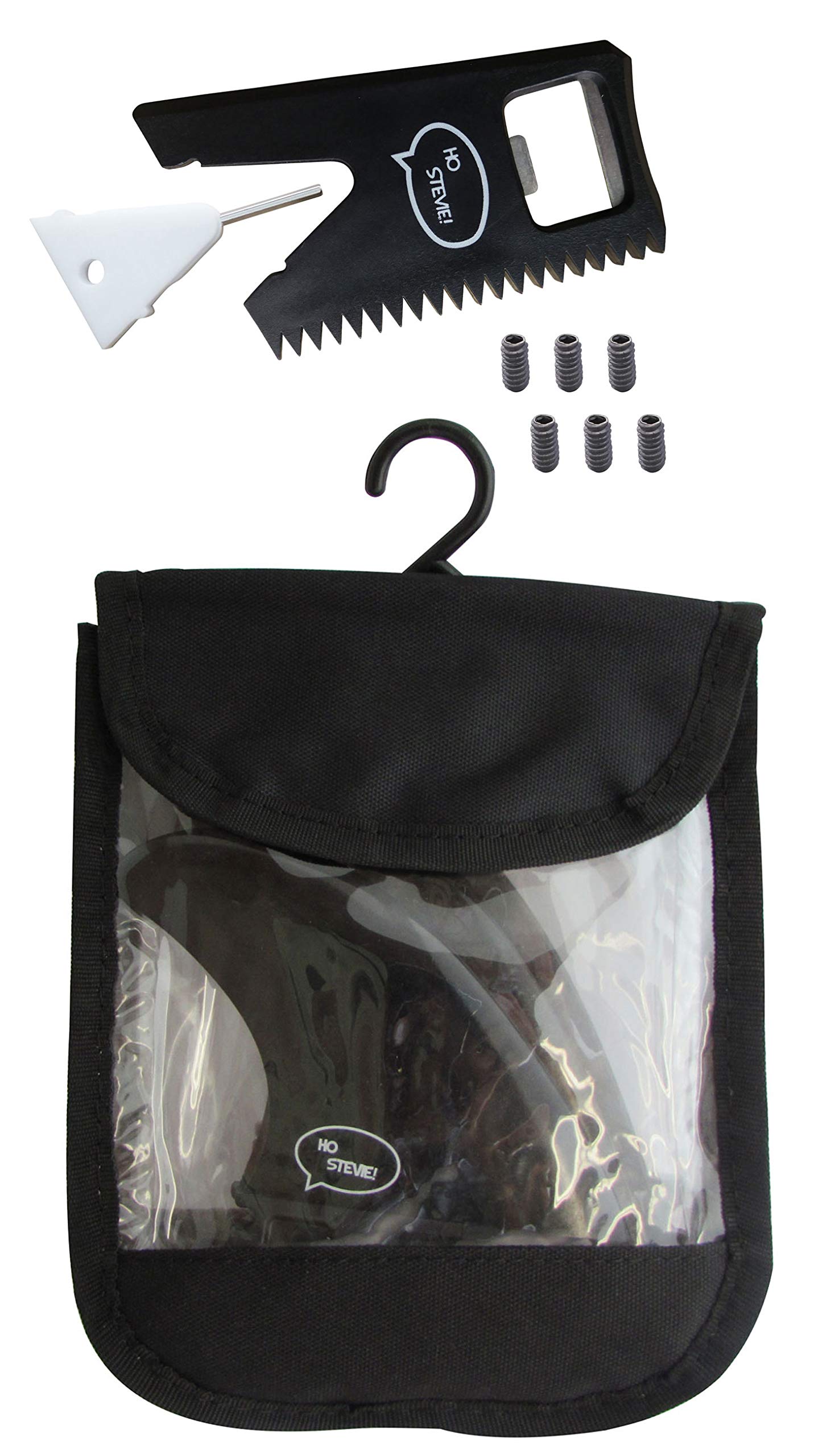 Ho Stevie! Frp Quad (4) Surfboard Fins - Stronger Than Regular Nylon Fins - Includes Fin Bag, Screws, Wax Comb And Fin Key (Blac
