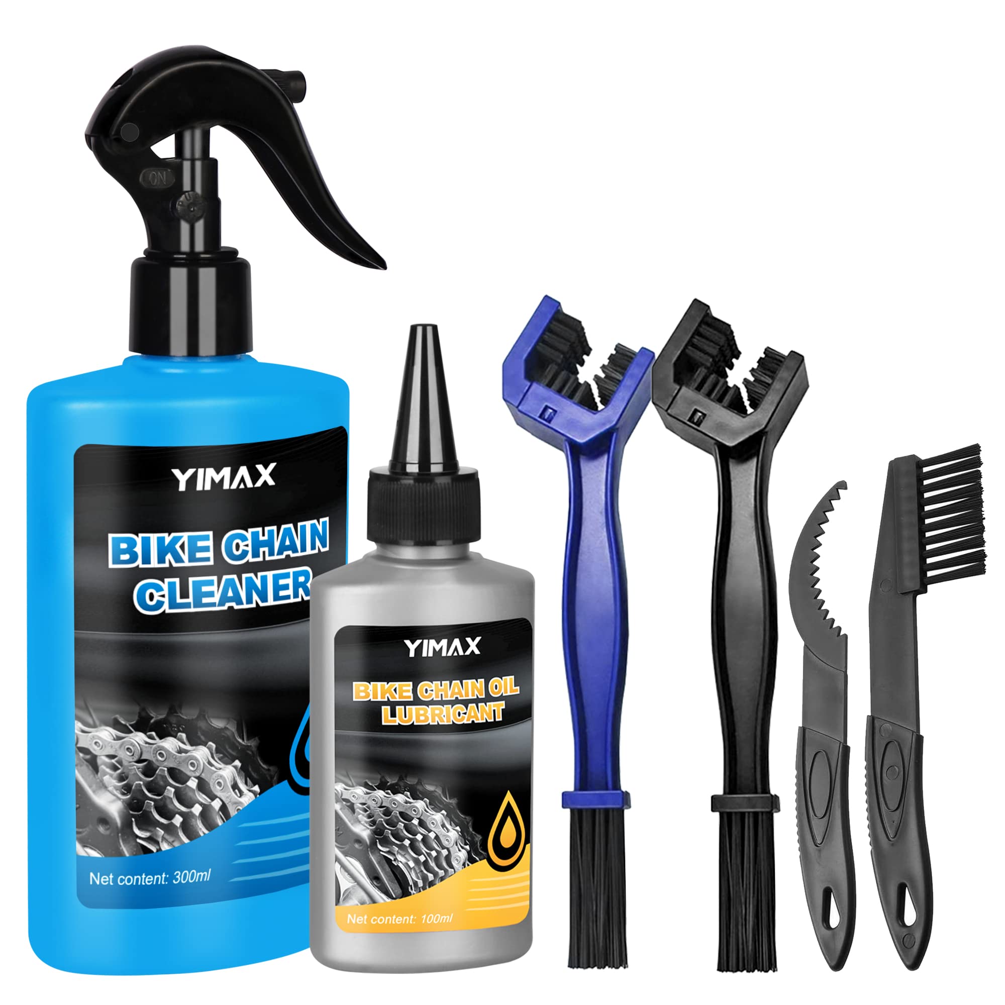 Yimax Bike Chain Cleaner Set, Bicycle Cleaning Kit Chain Lube And Cleaning Spray Biodegradable Bike Chain Lubricant With Brushes