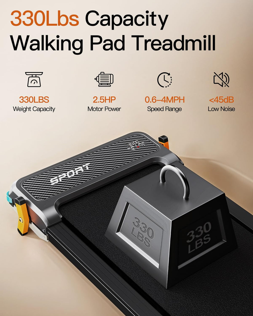FUNRAY Versatile Walking Pad with Incline - Dual-Sided Under Desk Treadmill with Foot Massage,Portable Compact Treadmills with 3