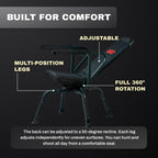 Benchmaster Sniper Seat Shooting Chair With Shooting Rest, 360 Degree Rotation, Adjustable Recline, Removable Arms, Adjustable L