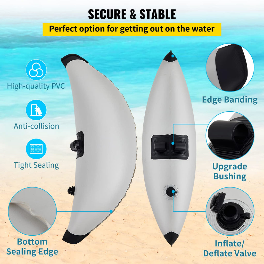 Vevor Kayak Outrigger Stabilizers, 2 Pcs, Pvc Inflatable Outrigger Float With Sidekick Arms Rod, Standing Float Stabilizer Syste