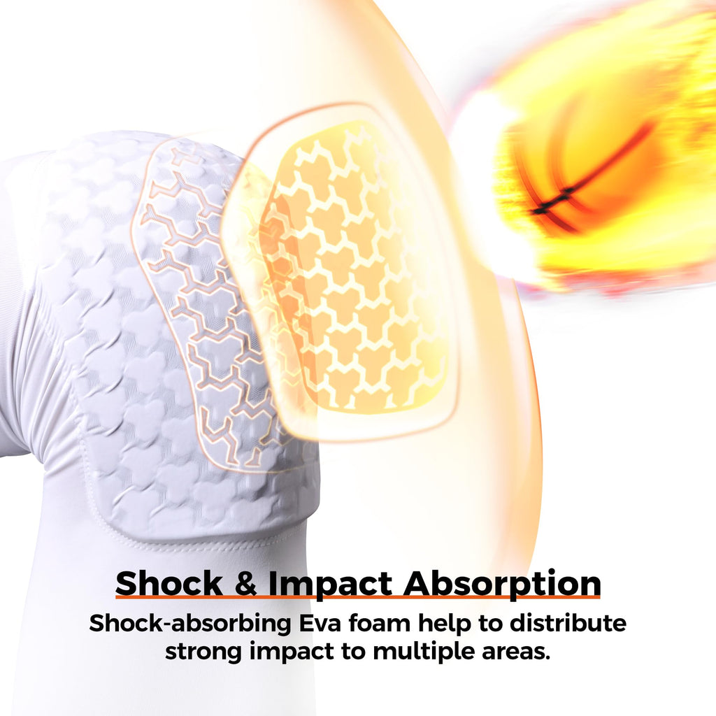 Coolomg Basketball Knee Pads Compression Leg Sleeves For Volleyball Football Weightlifting White Xl