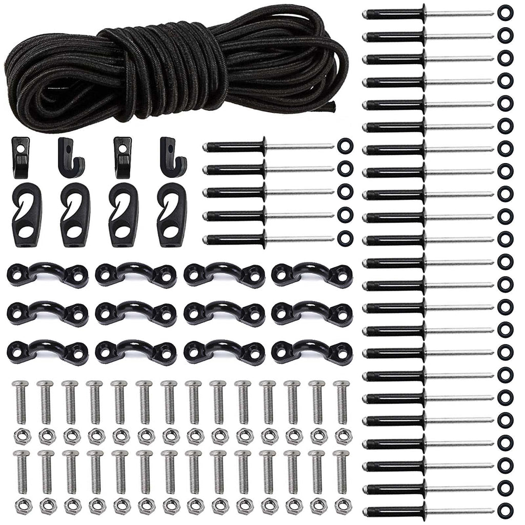 Deck Rigging Kit Accessory - 19.7 Ft Bungee Cord With Deck Loops Tie Down Pad Eyes And J - Hooks And Bungee Cord Hook Screws & R