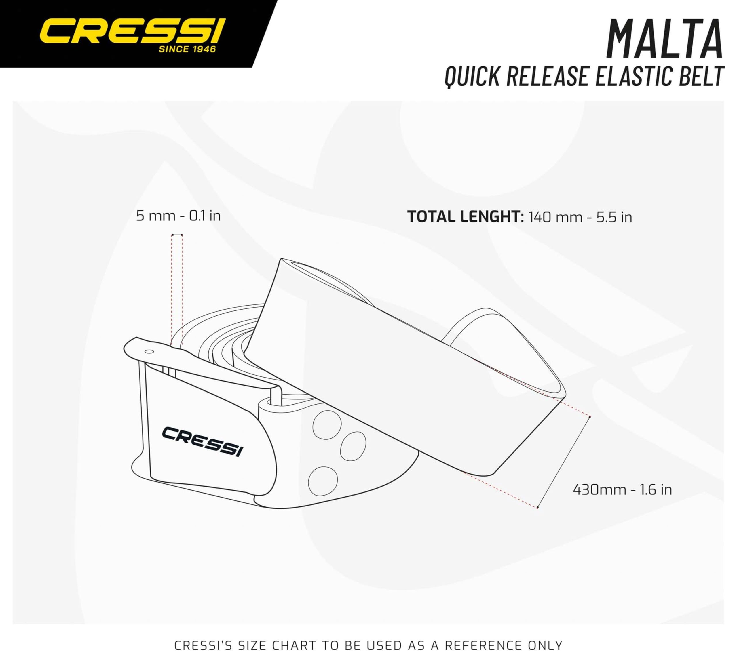 Cressi Quick-Release Elastic Belt With Metal Buckle, Yellow, One Size