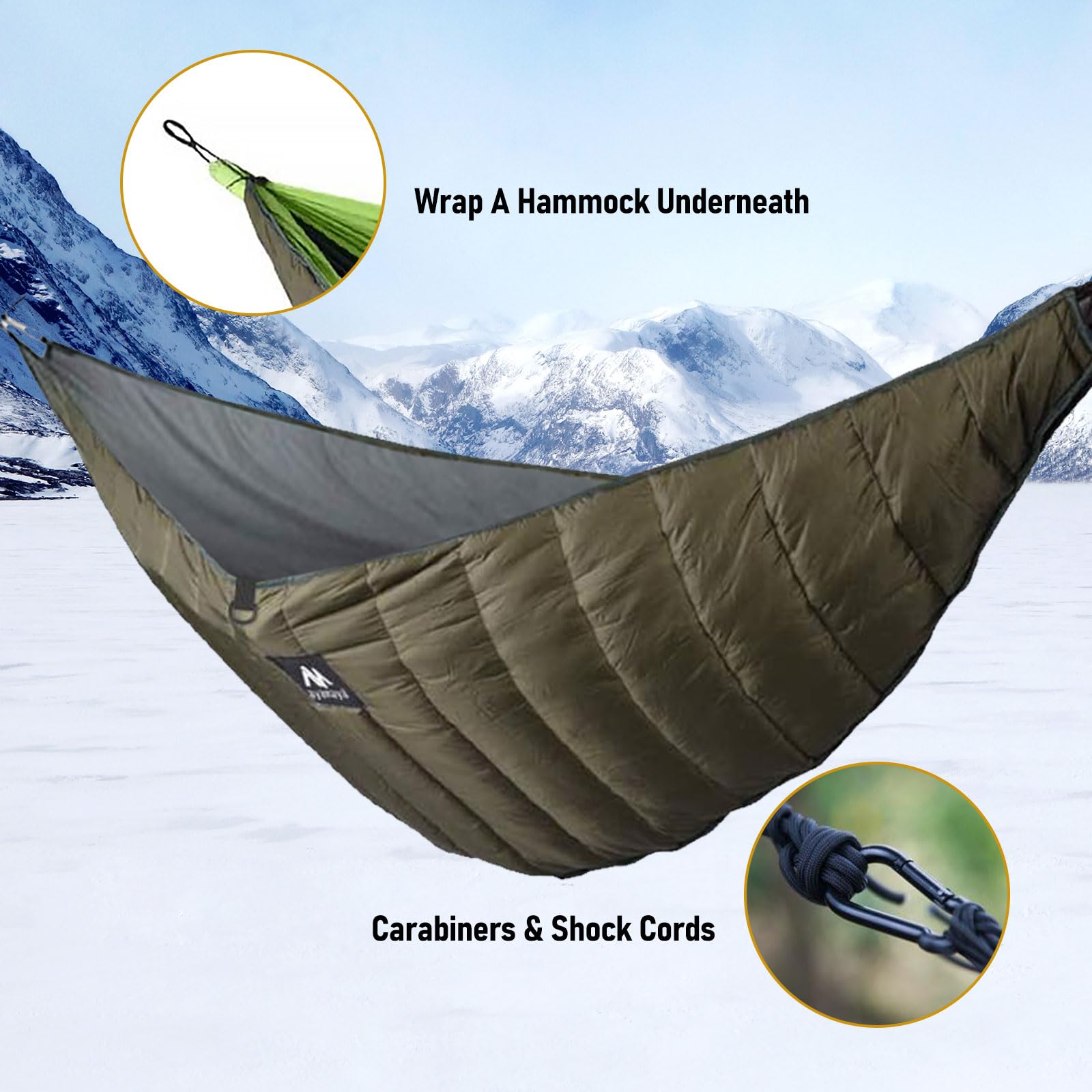 Ultralight Hammock Underquilt For Camping Backpacking, Ayamaya 3 Season Under Quilt Uq For Single Person Hammock Warm Under Blan