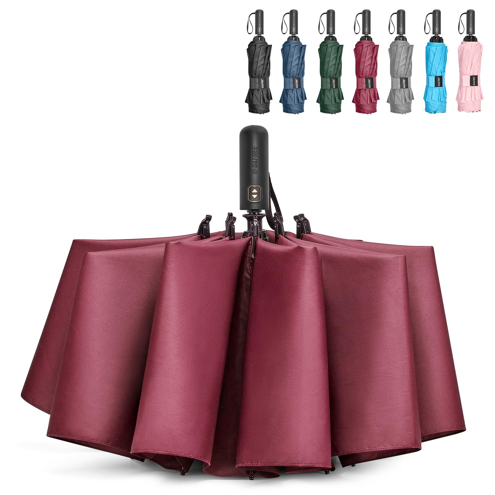 G4Free 46 Inch Large Golf Umbrella Compact Reverse Travel Umbrella Automatic Open Close (Burgendy)