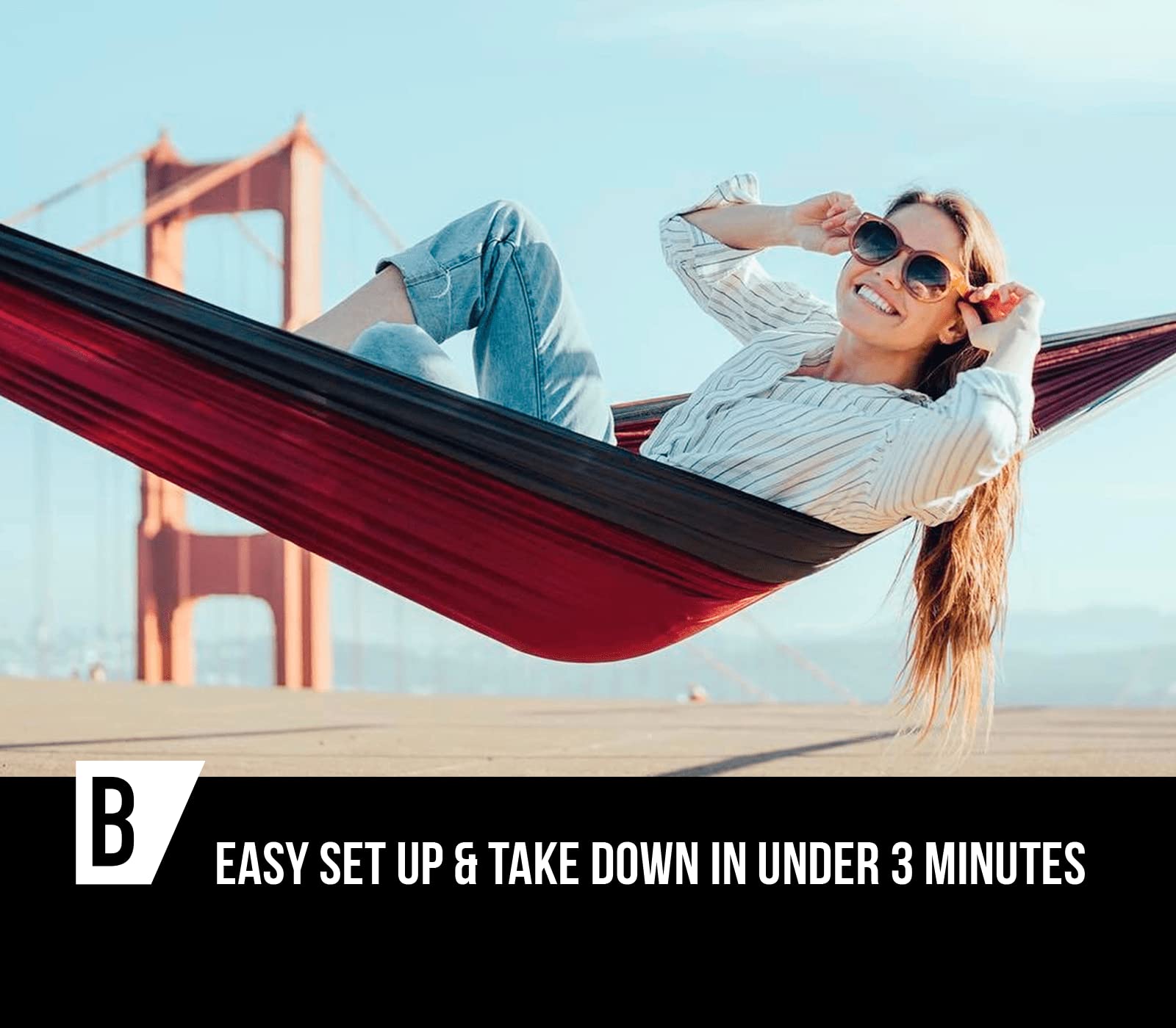 Bear Butt Camping Hammock - 2 Person Double Hammock - Portable Backpacking & Camping Gear - Perfect For Hiking & Outdoor Travel