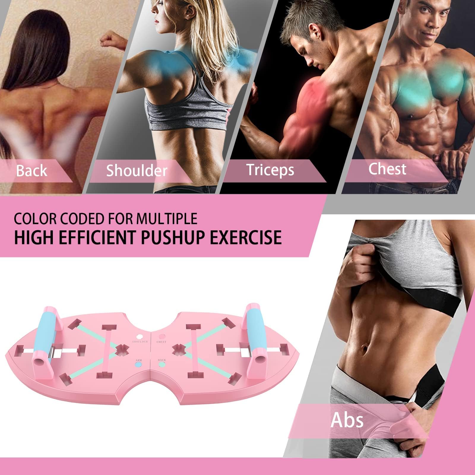 Lalahigh Home Workout Equipment For Women, Multifunction Push Up Board, Portable Home Gym System With Resistance Bands,Ab Roller