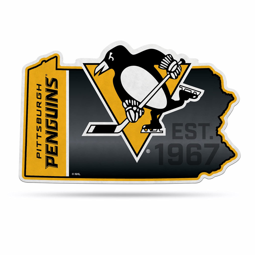 Rico Industries Nhl Pittsburgh Penguins State Shape Shape Cut Pennant - Home And Living Room D  Cor - Soft Felt Ez To Hang