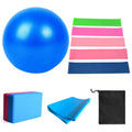 Decdeal 11pcs Yoga Ball Set with Yoga Block Resistance Bands Fitness Stretching Strap Yoga Pilates Equipment