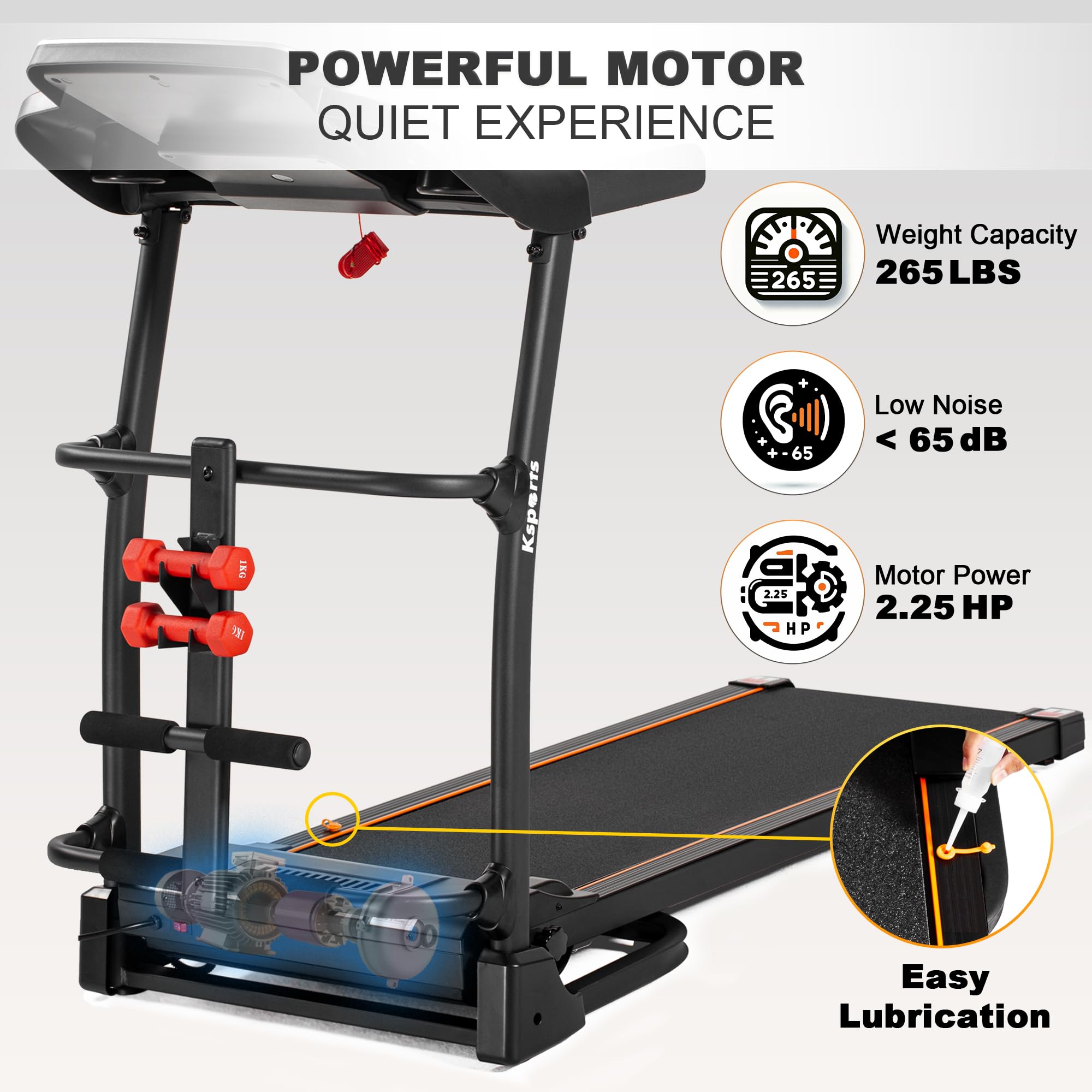 Ksports Foldable 16 Inch Portable Wide Fitness Treadmill With Bluetooth Connectivity, Lcd Progress Display, And Tracking Apps Fo