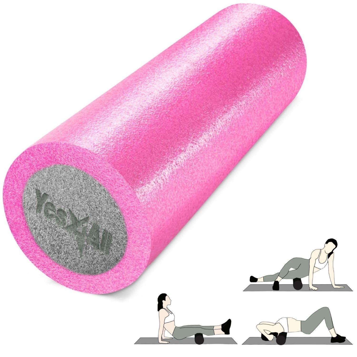 Yes4All Medium Firm PE Foam Rollers for Yoga & Pilates, Available in 12, 18, 24, 36 inch, Two-Layer PE Yoga Roller for Massage