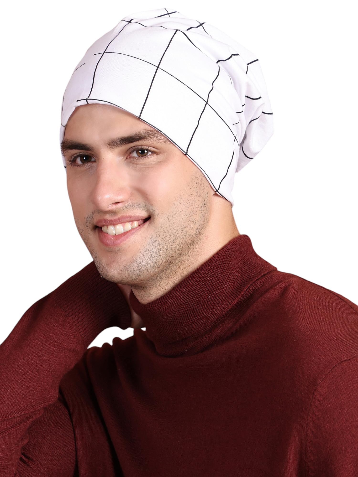 Mack Jonney Cotton Blend Check Printed White Cap For MenMack639946