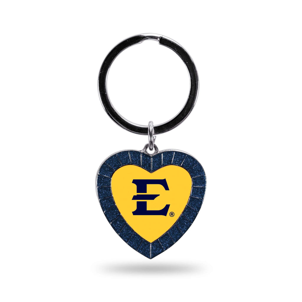 Rico Industries Ncaa East Tennessee State Buccaneers Ncaa Rhinestone Heart Colored Keychain, Navy, 3-Inches In Length