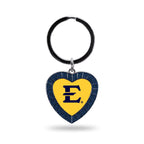 Rico Industries Ncaa East Tennessee State Buccaneers Ncaa Rhinestone Heart Colored Keychain, Navy, 3-Inches In Length