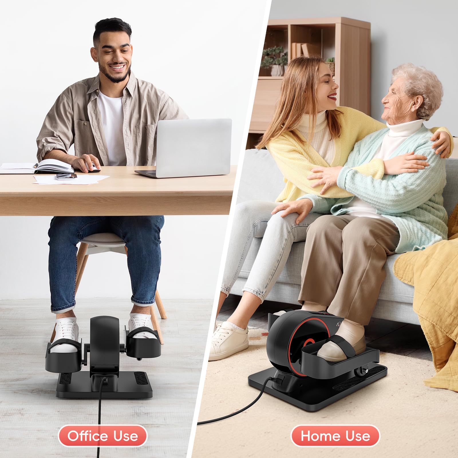 ANCHEER Under Desk Elliptical Machine, 2-in-1 Mini Exercise Bike, Digital Display, 9 Resistance Levels, 12 Speed Levels, Active