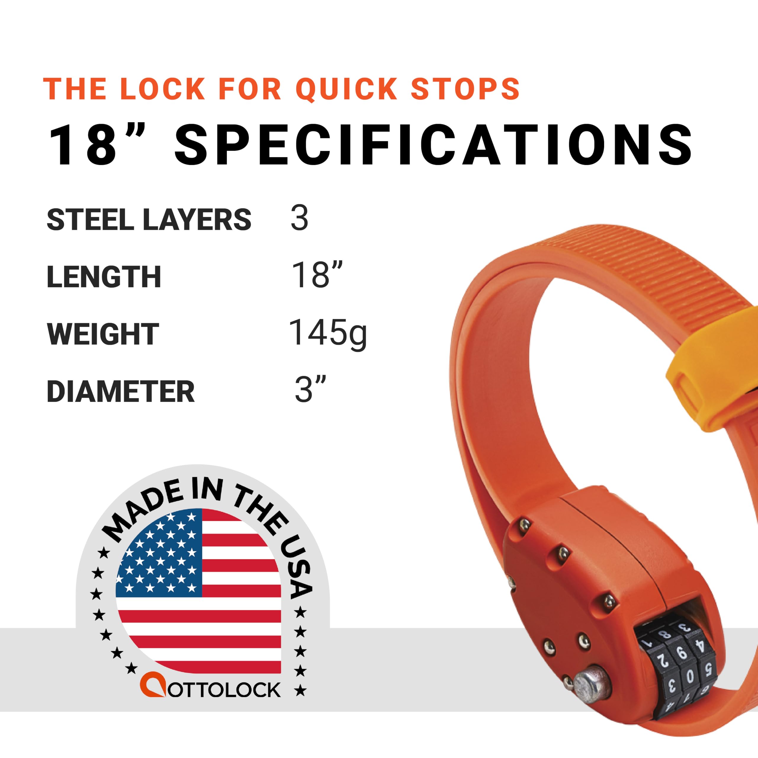 Ottolock Combination Bike Lock  Lightweight & Compact  Theft Deterrent For Quick Stops  Cycling, E-Mobility, & Outdoor Gear (Ott