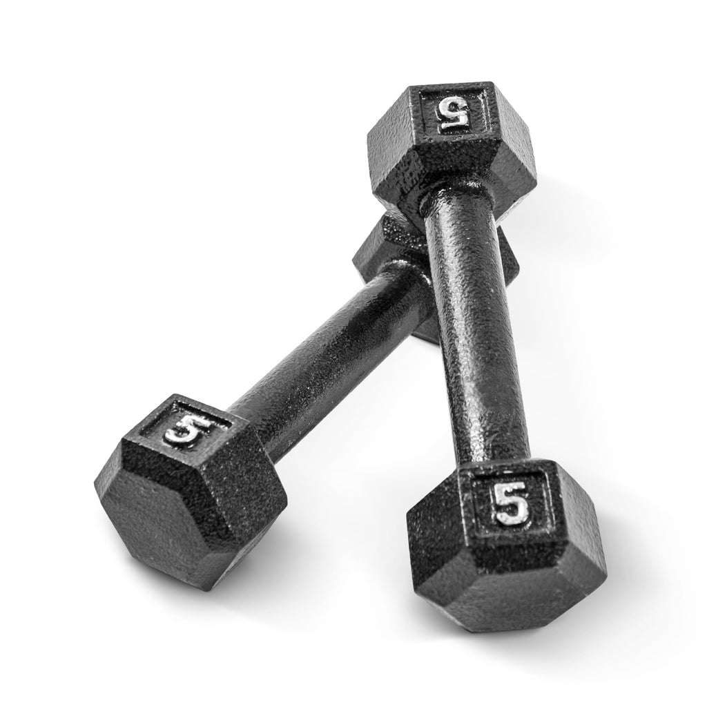 Cap Barbell Cast Iron Hex Dumbbell Weights (Pair), Black, 5 Lb